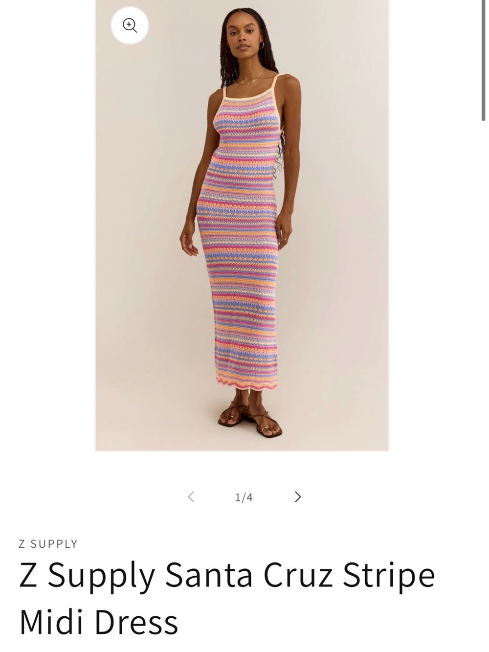 Z Supply Multicolor Crochet Midi Dress - Pink, Blue, Yellow, Orange, White - Picture 4 of 5